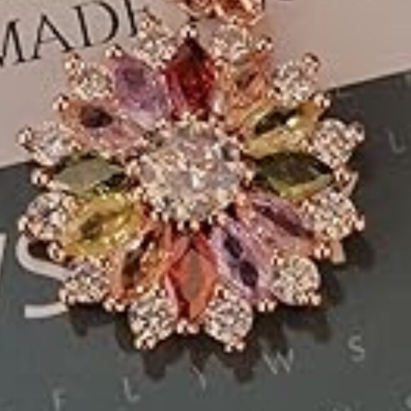 Neiman Marcus Christmas Rose Gold Plated Multi Gemstone Snowflake Necklace - Picture 4 of 5